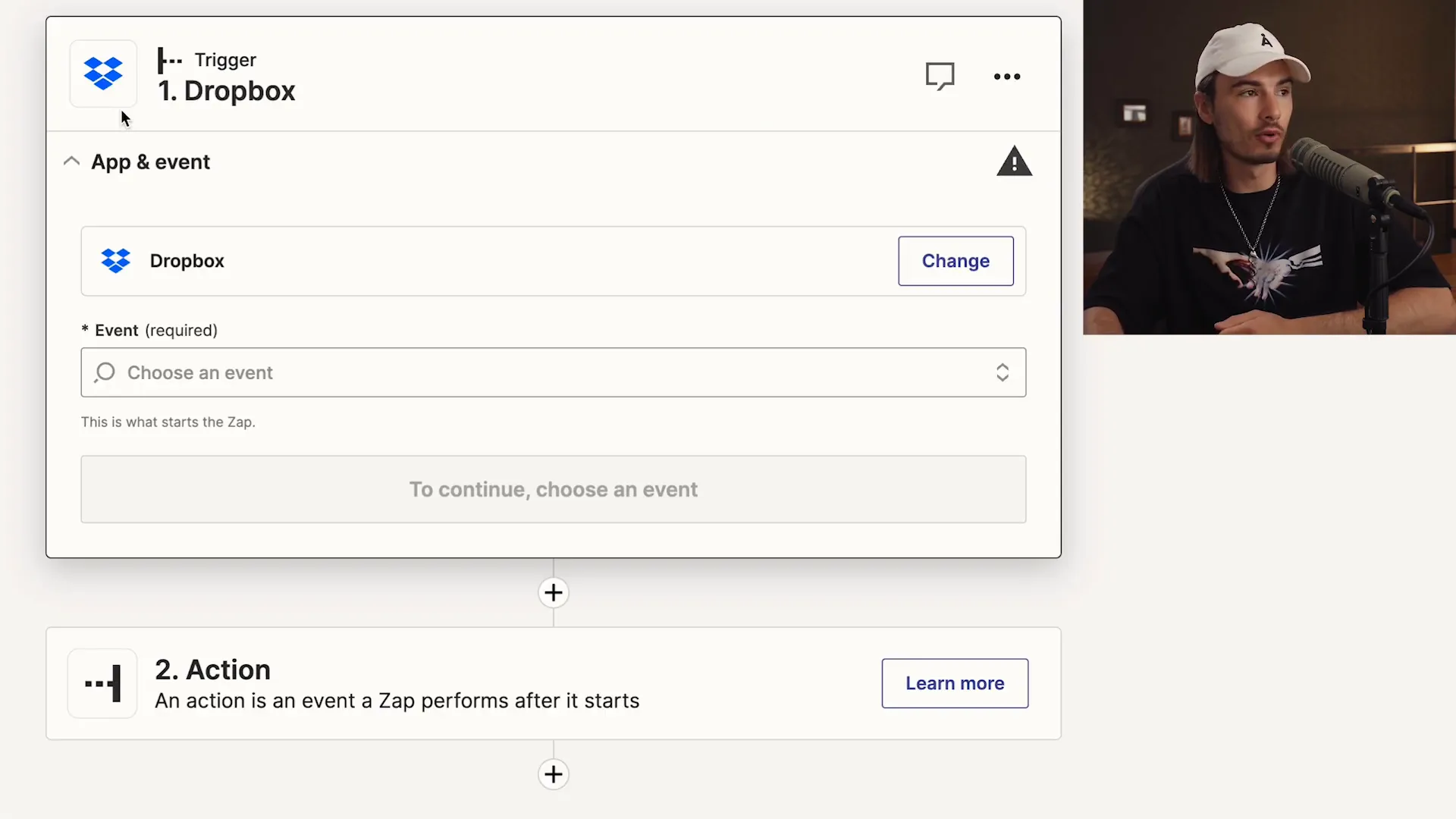 Selecting Dropbox as the trigger app