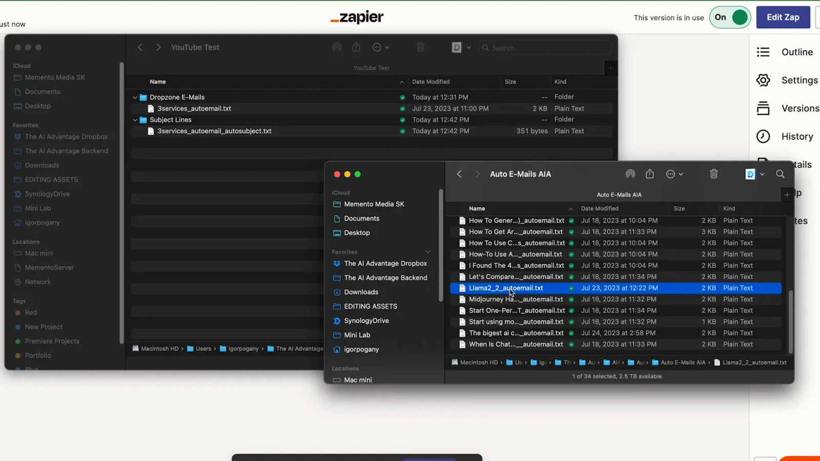 Setting up triggers in Zapier